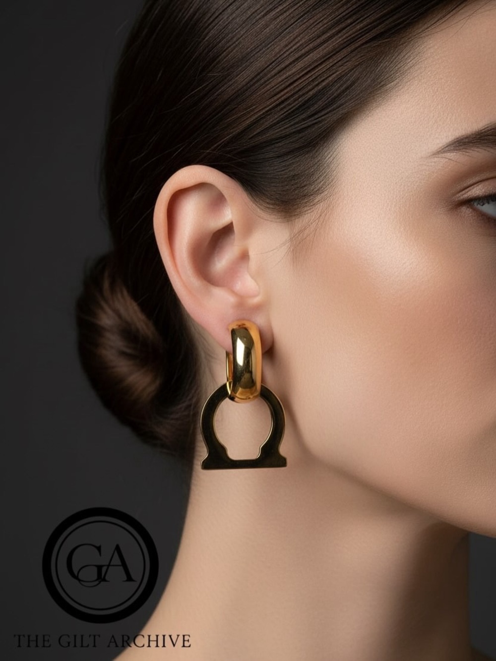 Salvatore Ferragamo Gold Gancini Clip-On Earrings